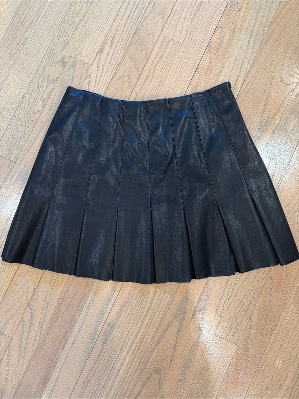 Endless Rose Black Faux Leather Pleated Mini Skirt